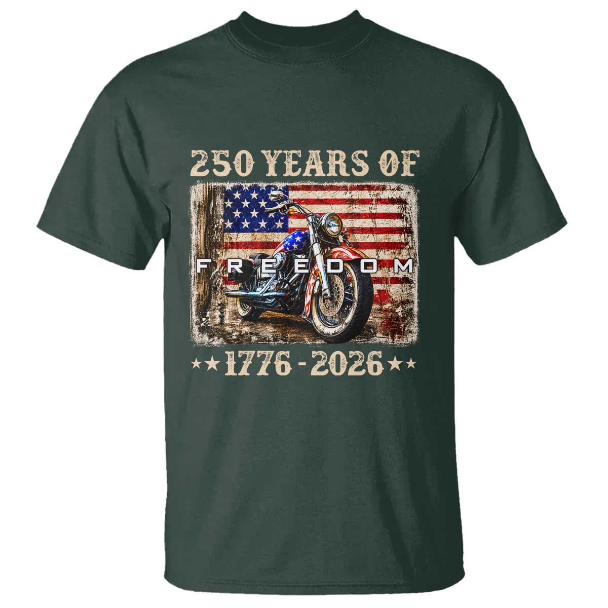 250 Years Of Freedom Motorcycle Patriotic Biker 1776 2026 T Shirt
