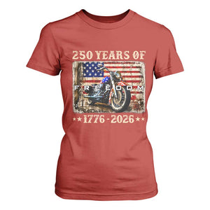 250 Years Of Freedom Motorcycle Patriotic Biker 1776 2026 T Shirt For Women