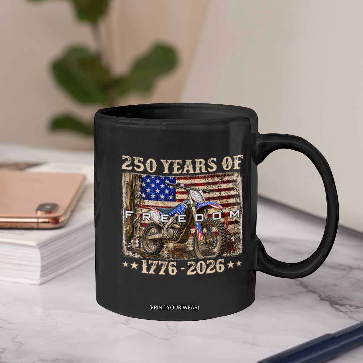 250 Years Of Freedom Dirt Bike Motocross 1776 2026 Coffee Mug