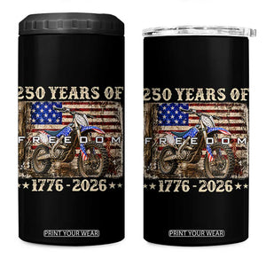 250 Years Of Freedom Dirt Bike Motocross 1776 2026 4 in 1 Can Cooler Tumbler TS11 One Size: 16 oz Black Print Your Wear