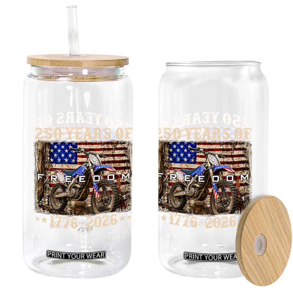 250 Years Of Freedom Dirt Bike Motocross 1776 2026 Glass Can