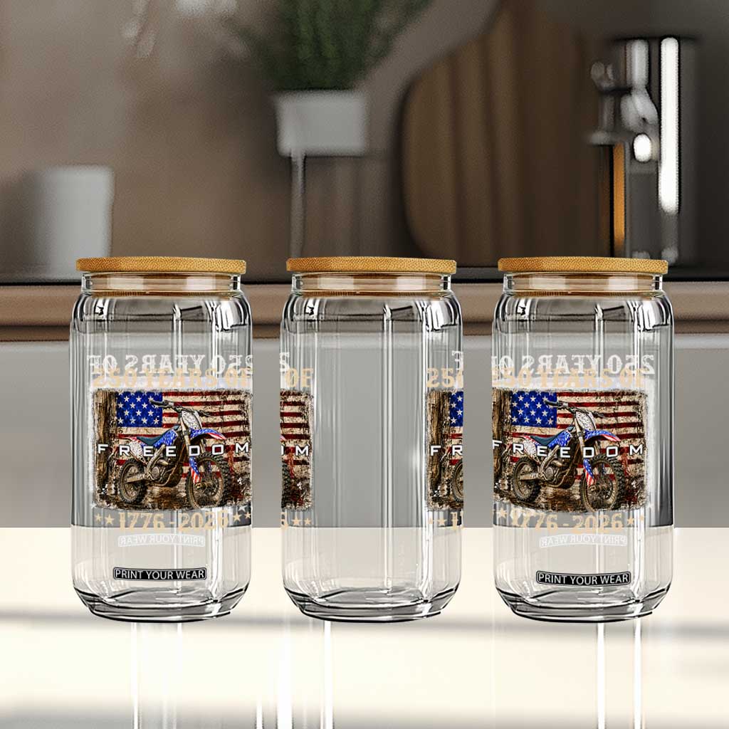 250 Years Of Freedom Dirt Bike Motocross 1776 2026 Glass Can
