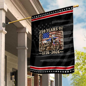 250 Years Of Freedom Dirt Bike Motocross 1776 2026 Patriotic Garden Flag TS11 Distressed Black Red Print Your Wear