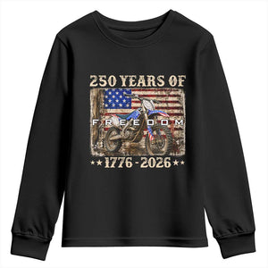 250 Years Of Freedom Dirt Bike Motocross 1776 2026 Youth Sweatshirt