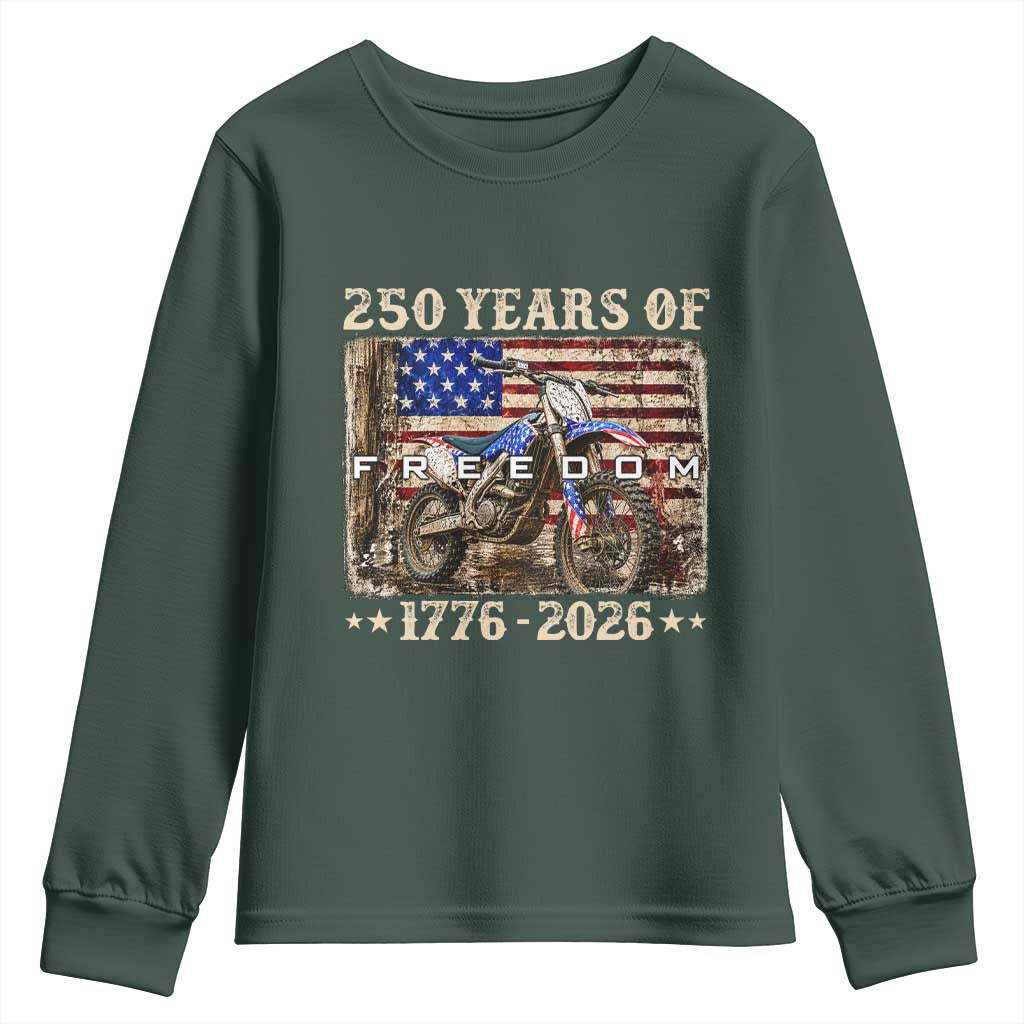 250 Years Of Freedom Dirt Bike Motocross 1776 2026 Youth Sweatshirt