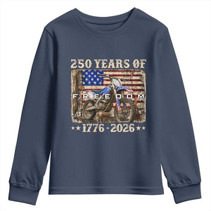 250 Years Of Freedom Dirt Bike Motocross 1776 2026 Youth Sweatshirt