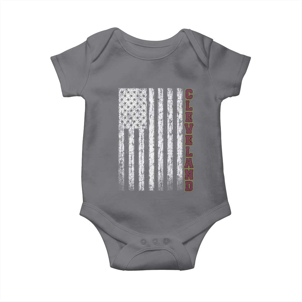 Cleveland Ohio State Pride Vintage American Flag Baby Onesie Vintage American Flag Ohio State Pride TS11 Charcoal Print Your Wear