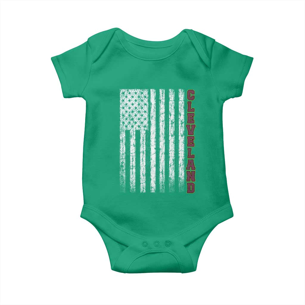Cleveland Ohio State Pride Vintage American Flag Baby Onesie Vintage American Flag Ohio State Pride TS11 Irish Green Print Your Wear