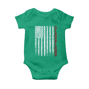 Cleveland Ohio State Pride Vintage American Flag Baby Onesie Vintage American Flag Ohio State Pride TS11 Irish Green Print Your Wear