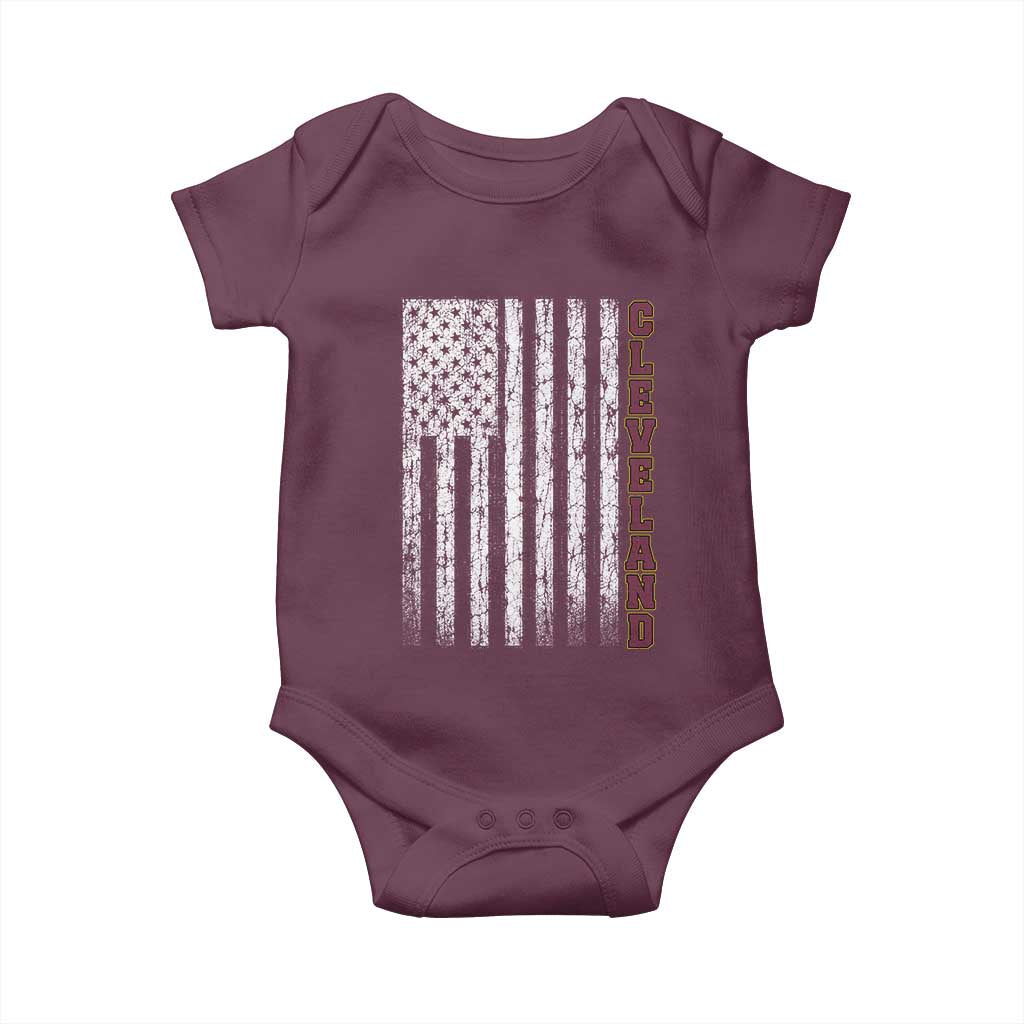 Cleveland Ohio State Pride Vintage American Flag Baby Onesie Vintage American Flag Ohio State Pride TS11 Maroon Print Your Wear
