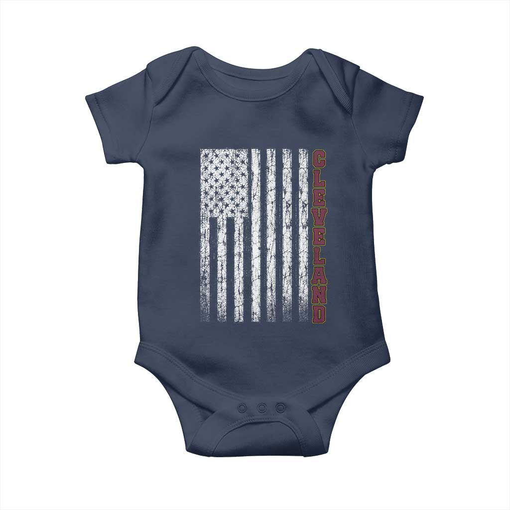 Cleveland Ohio State Pride Vintage American Flag Baby Onesie Vintage American Flag Ohio State Pride TS11 Navy Print Your Wear