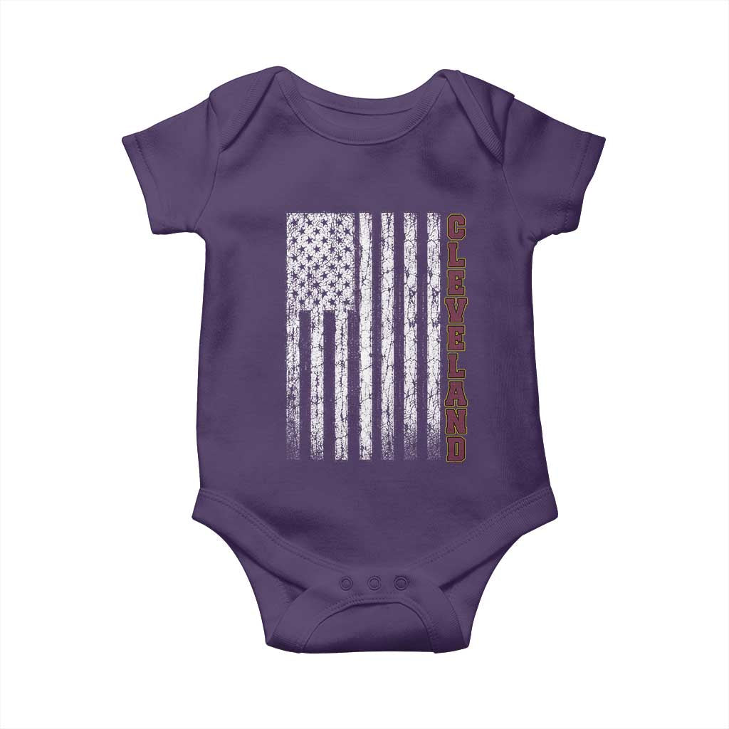Cleveland Ohio State Pride Vintage American Flag Baby Onesie Vintage American Flag Ohio State Pride TS11 Purple Print Your Wear