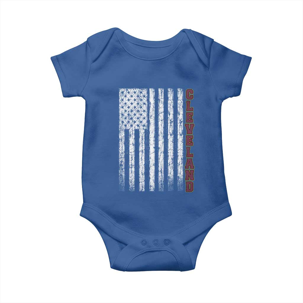 Cleveland Ohio State Pride Vintage American Flag Baby Onesie Vintage American Flag Ohio State Pride TS11 Royal Blue Print Your Wear