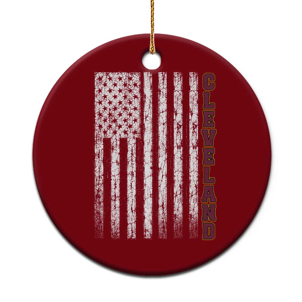 Cleveland Ohio State Pride Vintage American Flag Ceramic Ornament Vintage American Flag Ohio State Pride TS11 1pc Red Print Your Wear