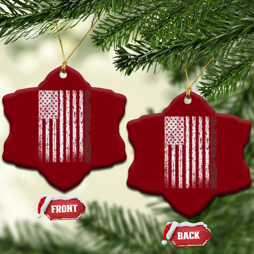 Cleveland Ohio State Pride Vintage American Flag Ceramic Ornament Vintage American Flag Ohio State Pride TS11 Print Your Wear