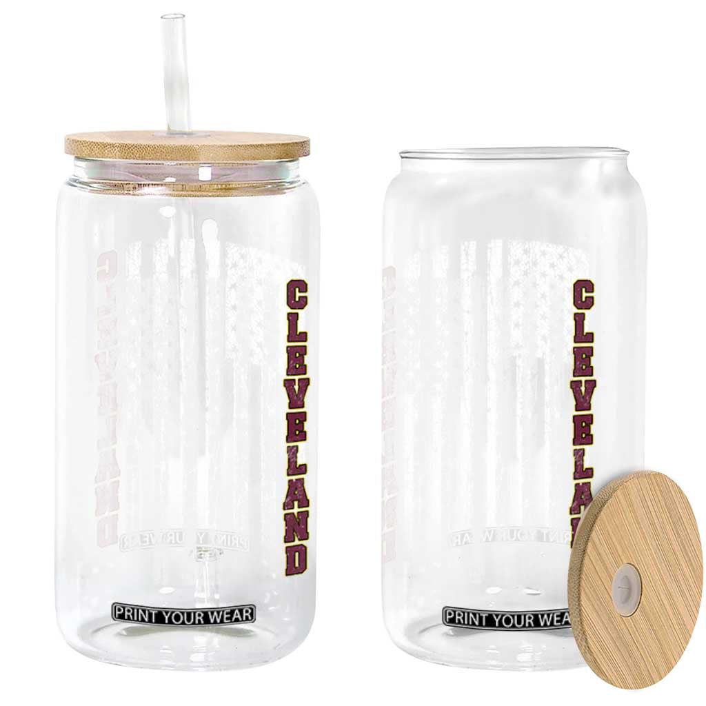 Cleveland Ohio State Pride Vintage American Flag Glass Can Vintage American Flag Ohio State Pride TS11 Print Your Wear