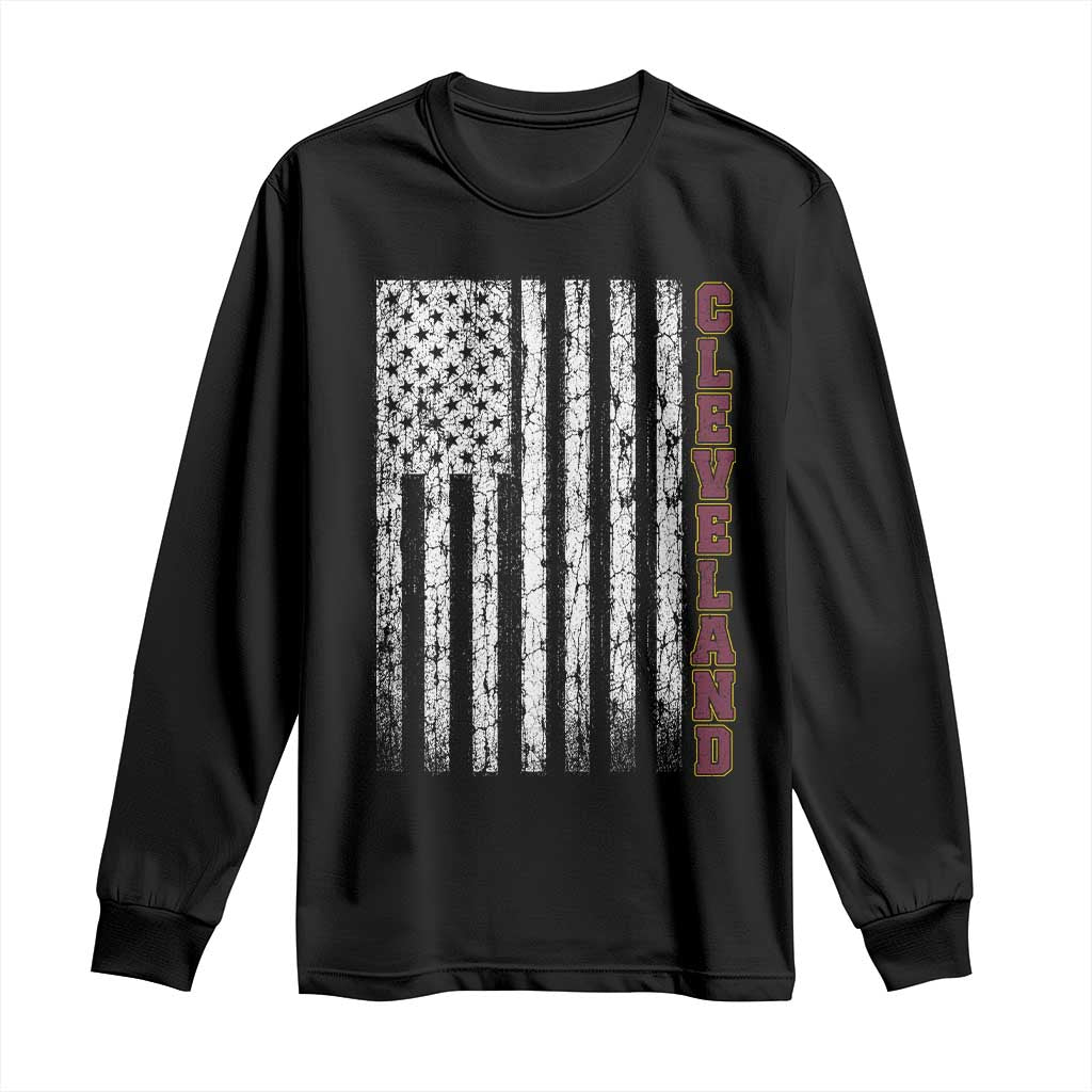 Cleveland Ohio State Pride Vintage American Flag Long Sleeve Shirt Vintage American Flag Ohio State Pride TS11 Black Print Your Wear