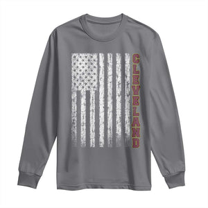 Cleveland Ohio State Pride Vintage American Flag Long Sleeve Shirt Vintage American Flag Ohio State Pride TS11 Charcoal Print Your Wear