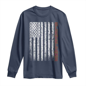 Cleveland Ohio State Pride Vintage American Flag Long Sleeve Shirt Vintage American Flag Ohio State Pride TS11 Navy Print Your Wear