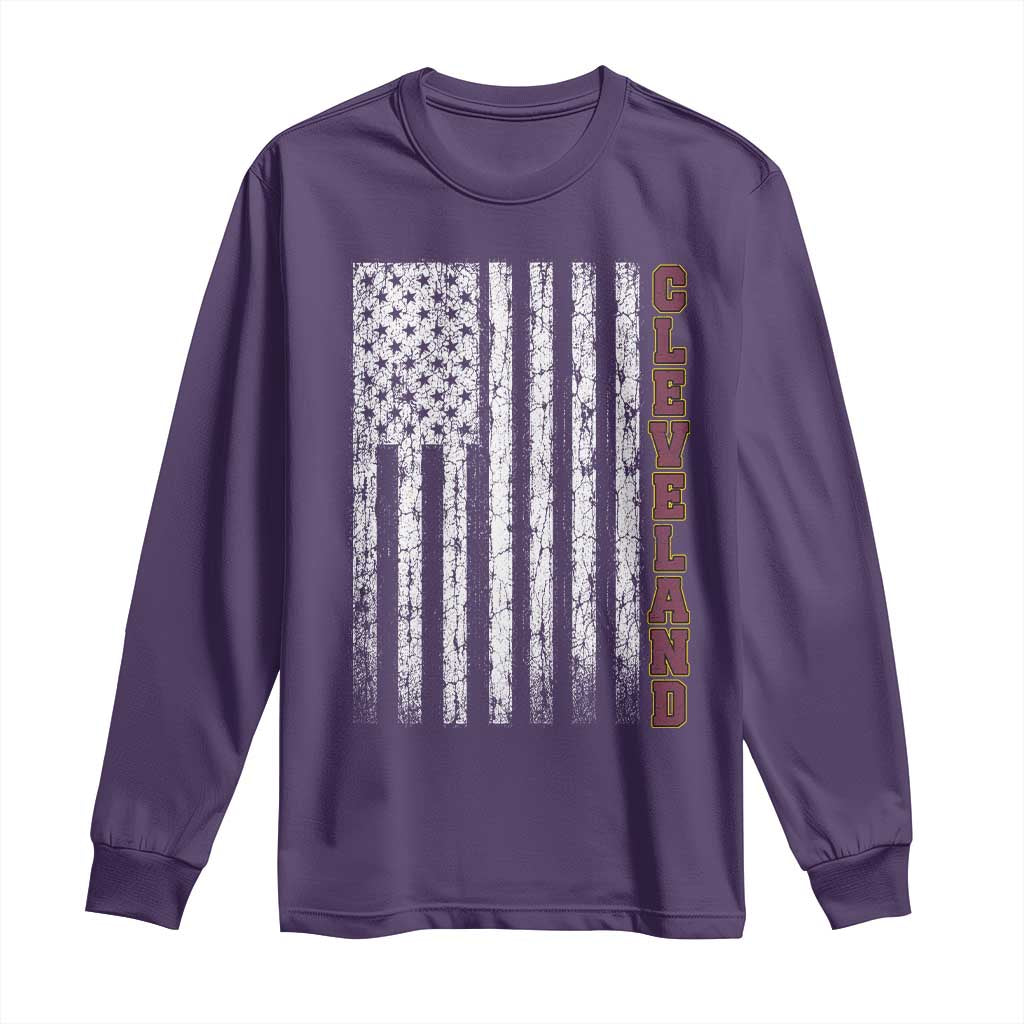 Cleveland Ohio State Pride Vintage American Flag Long Sleeve Shirt Vintage American Flag Ohio State Pride TS11 Purple Print Your Wear