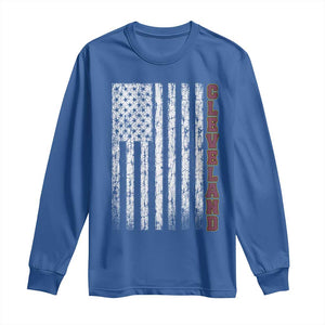 Cleveland Ohio State Pride Vintage American Flag Long Sleeve Shirt Vintage American Flag Ohio State Pride TS11 Royal Blue Print Your Wear
