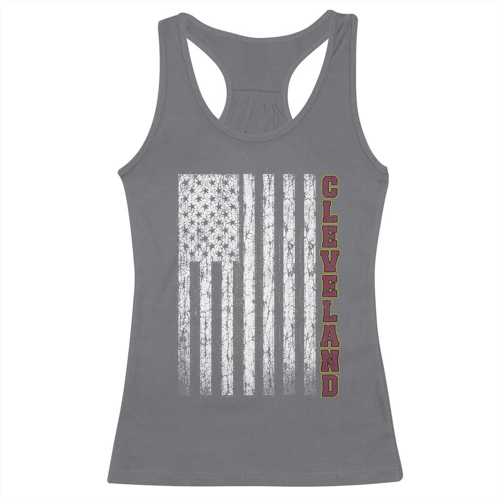 Cleveland Ohio State Pride Vintage American Flag Racerback Tank Top Vintage American Flag Ohio State Pride TS11 Charcoal Print Your Wear