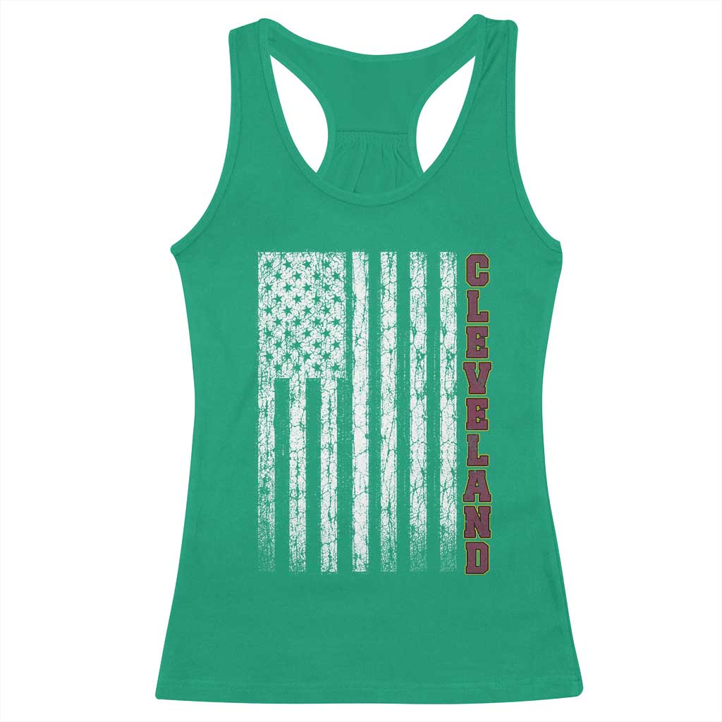 Cleveland Ohio State Pride Vintage American Flag Racerback Tank Top Vintage American Flag Ohio State Pride TS11 Irish Green Print Your Wear