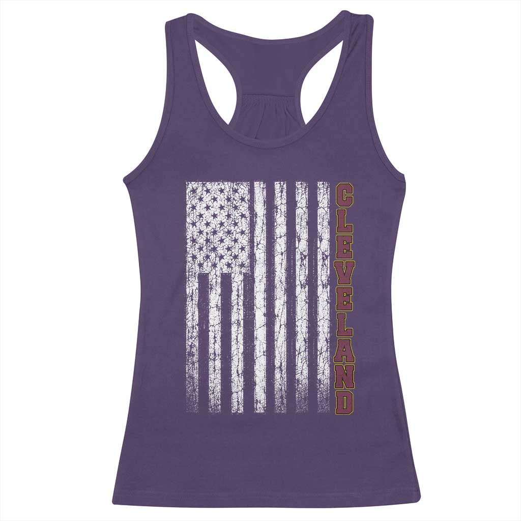 Cleveland Ohio State Pride Vintage American Flag Racerback Tank Top Vintage American Flag Ohio State Pride TS11 Purple Print Your Wear