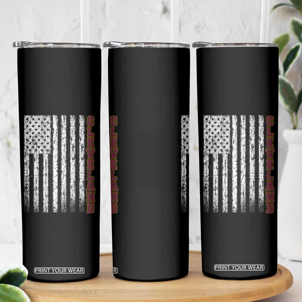 Cleveland Ohio State Pride Vintage American Flag Skinny Tumbler Vintage American Flag Ohio State Pride TS11 Print Your Wear