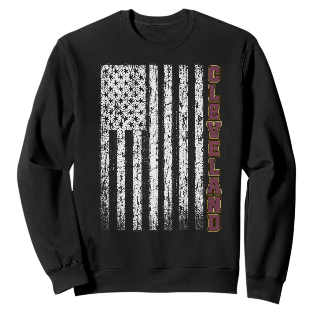 Cleveland Ohio State Pride Vintage American Flag Sweatshirt Vintage American Flag Ohio State Pride TS11 Black Print Your Wear