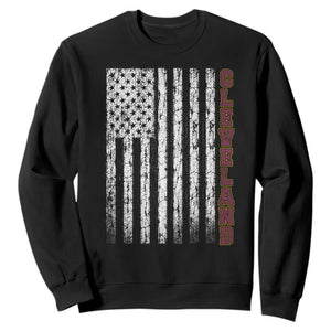 Cleveland Ohio State Pride Vintage American Flag Sweatshirt Vintage American Flag Ohio State Pride TS11 Black Print Your Wear