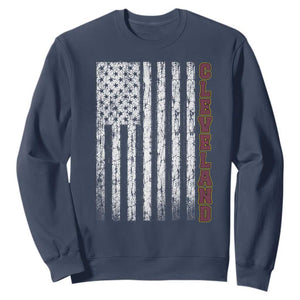 Cleveland Ohio State Pride Vintage American Flag Sweatshirt Vintage American Flag Ohio State Pride TS11 Navy Print Your Wear