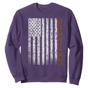 Cleveland Ohio State Pride Vintage American Flag Sweatshirt Vintage American Flag Ohio State Pride TS11 Purple Print Your Wear