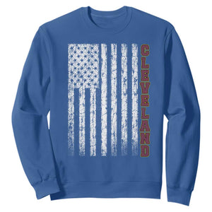 Cleveland Ohio State Pride Vintage American Flag Sweatshirt Vintage American Flag Ohio State Pride TS11 Royal Blue Print Your Wear