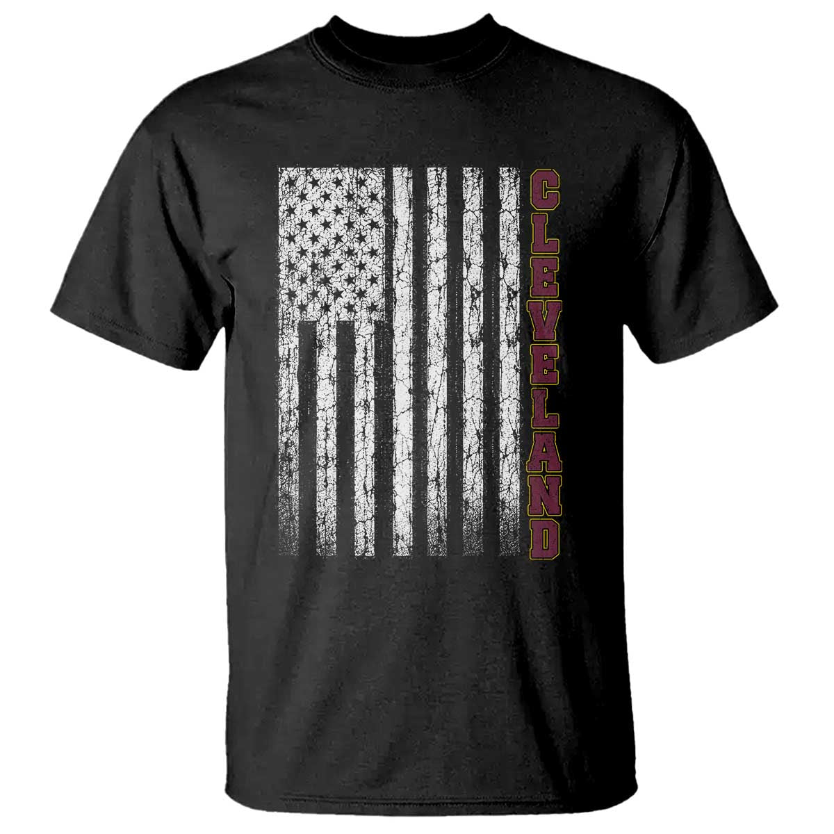 Cleveland Ohio State Pride Vintage American Flag T Shirt Vintage American Flag Ohio State Pride TS11 Black Print Your Wear