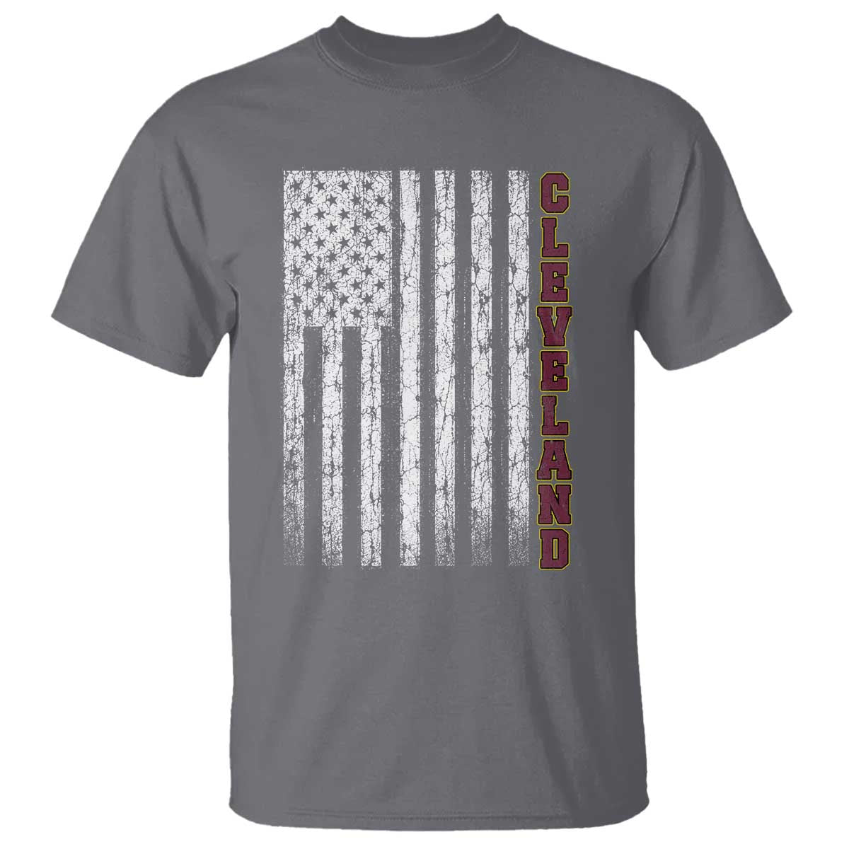 Cleveland Ohio State Pride Vintage American Flag T Shirt Vintage American Flag Ohio State Pride TS11 Charcoal Print Your Wear