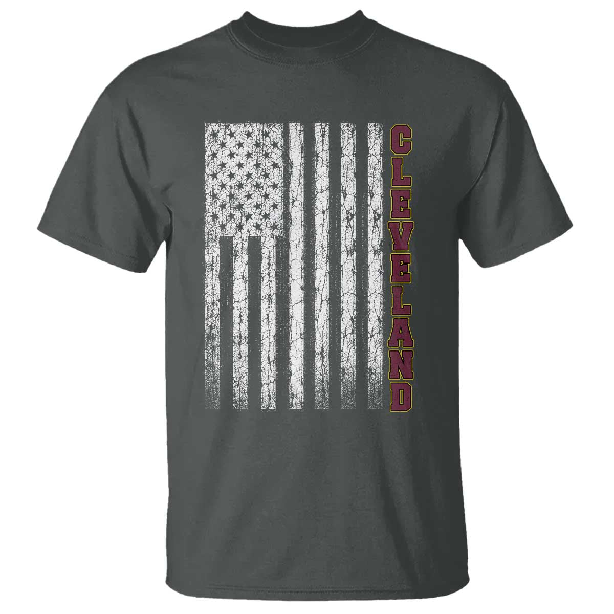 Cleveland Ohio State Pride Vintage American Flag T Shirt Vintage American Flag Ohio State Pride TS11 Dark Heather Print Your Wear