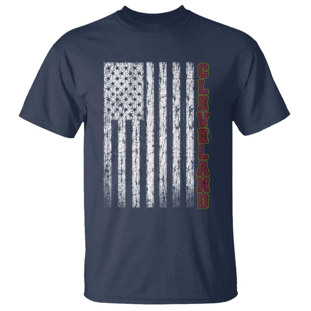 Cleveland Ohio State Pride Vintage American Flag T Shirt Vintage American Flag Ohio State Pride TS11 Navy Print Your Wear