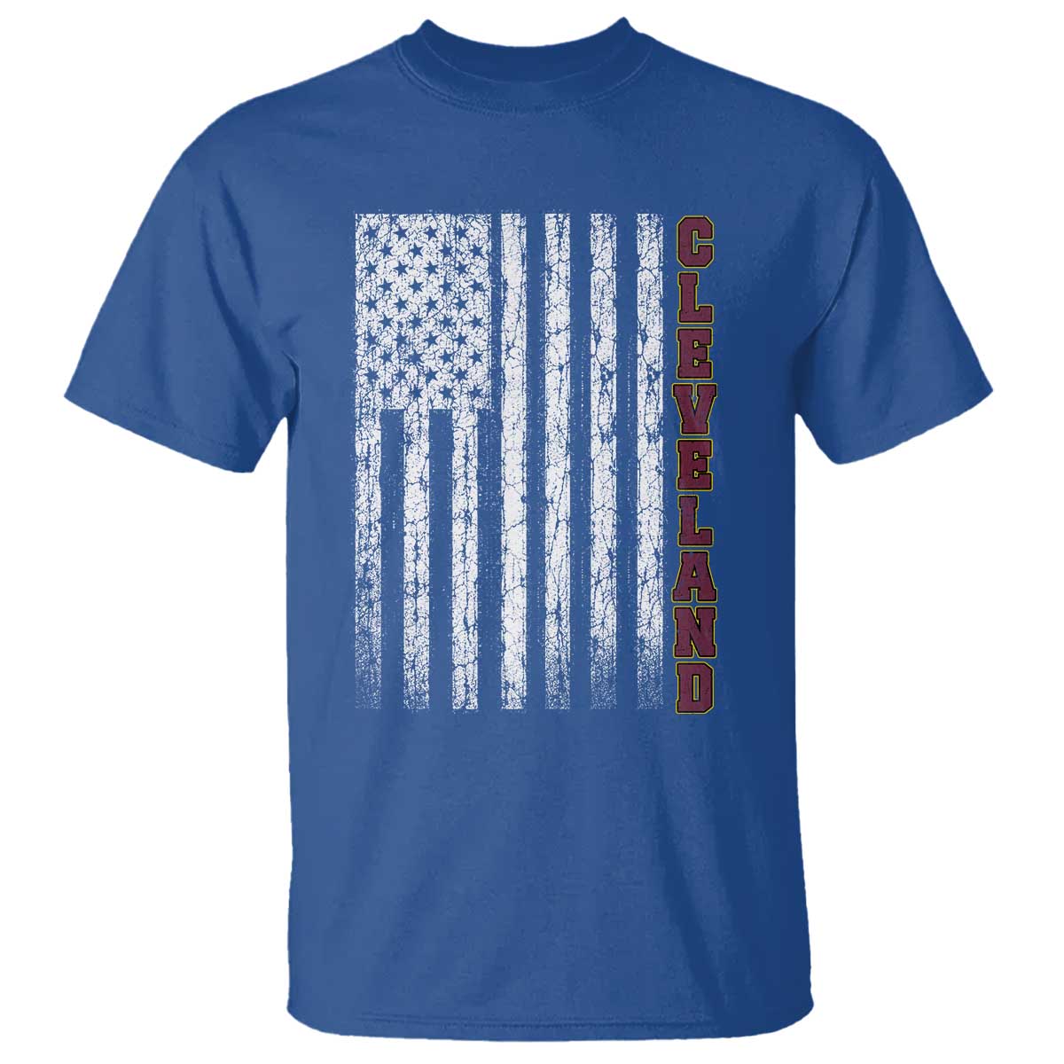 Cleveland Ohio State Pride Vintage American Flag T Shirt Vintage American Flag Ohio State Pride TS11 Royal Blue Print Your Wear
