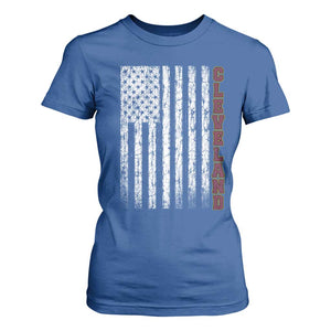 Cleveland Ohio State Pride Vintage American Flag T Shirt For Women Vintage American Flag Ohio State Pride TS11 Royal Blue Print Your Wear
