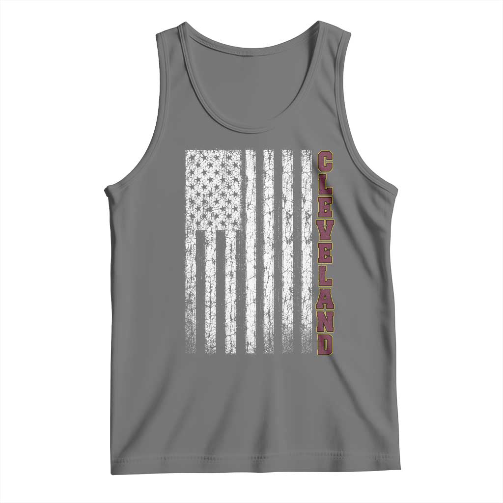 Cleveland Ohio State Pride Vintage American Flag Tank Top Vintage American Flag Ohio State Pride TS11 Black Heather Print Your Wear