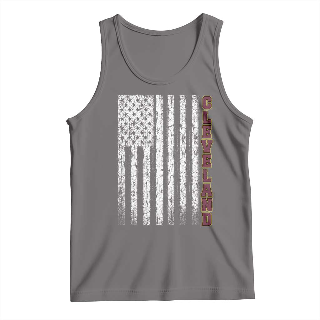 Cleveland Ohio State Pride Vintage American Flag Tank Top Vintage American Flag Ohio State Pride TS11 Deep Heather Print Your Wear