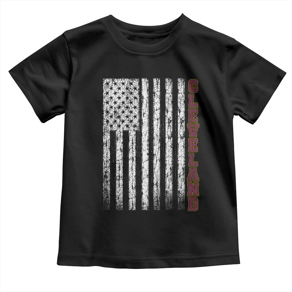 Cleveland Ohio State Pride Vintage American Flag Toddler T Shirt Vintage American Flag Ohio State Pride TS11 Black Print Your Wear