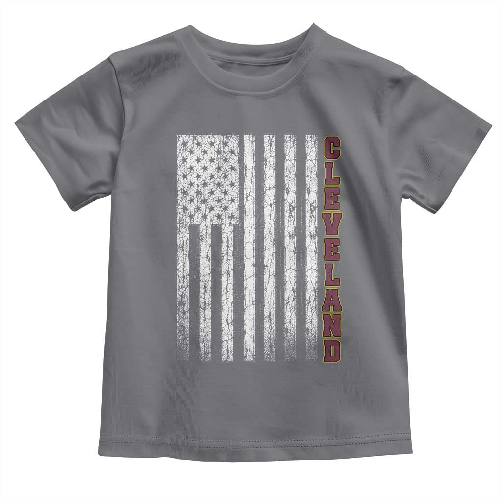 Cleveland Ohio State Pride Vintage American Flag Toddler T Shirt Vintage American Flag Ohio State Pride TS11 Charcoal Print Your Wear