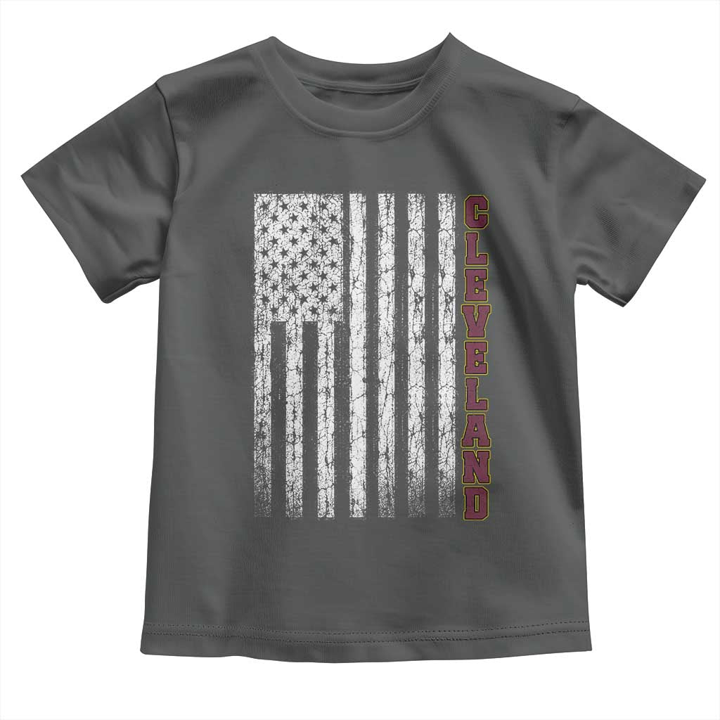 Cleveland Ohio State Pride Vintage American Flag Toddler T Shirt Vintage American Flag Ohio State Pride TS11 Dark Heather Print Your Wear