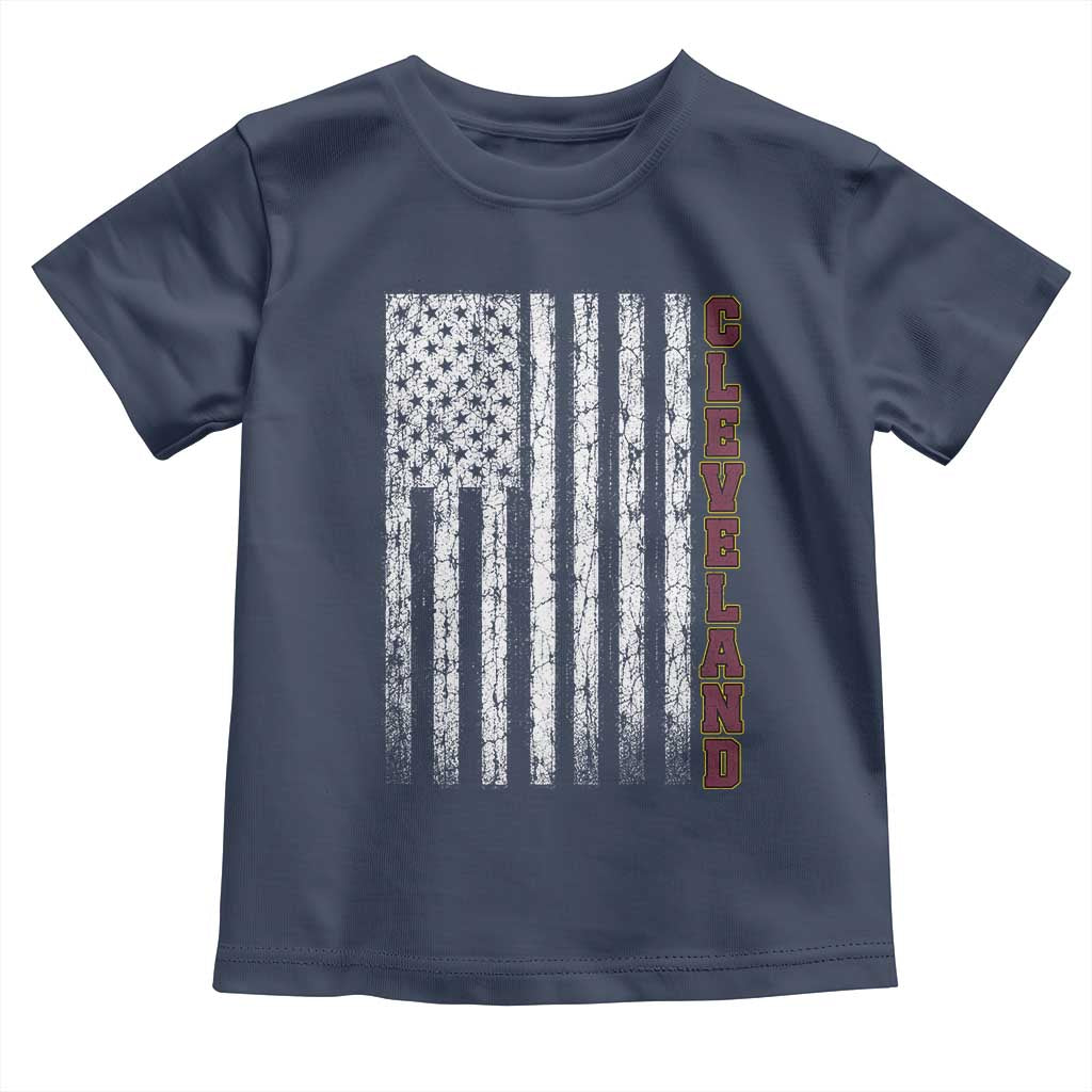 Cleveland Ohio State Pride Vintage American Flag Toddler T Shirt Vintage American Flag Ohio State Pride TS11 Navy Print Your Wear