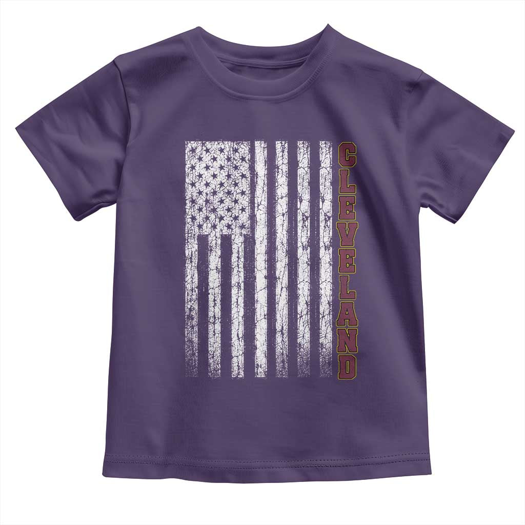 Cleveland Ohio State Pride Vintage American Flag Toddler T Shirt Vintage American Flag Ohio State Pride TS11 Purple Print Your Wear