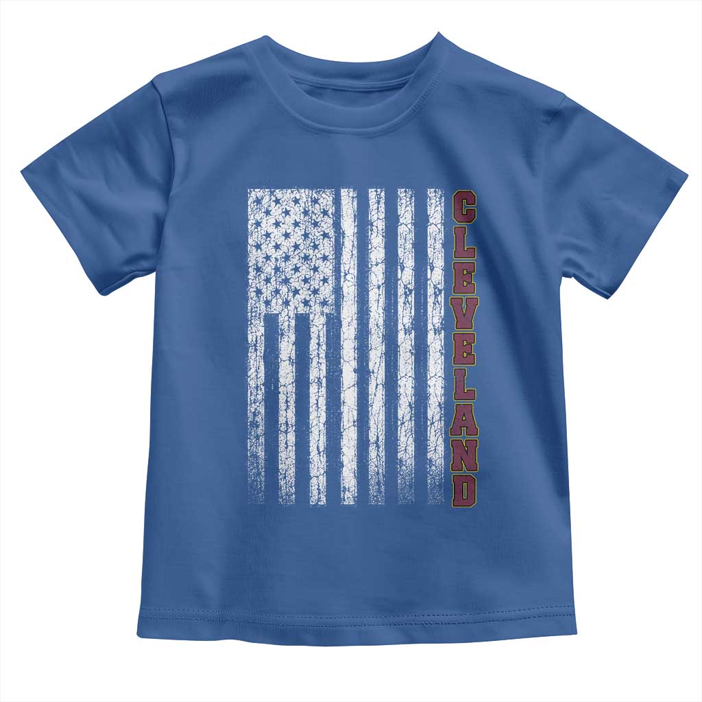 Cleveland Ohio State Pride Vintage American Flag Toddler T Shirt Vintage American Flag Ohio State Pride TS11 Royal Blue Print Your Wear
