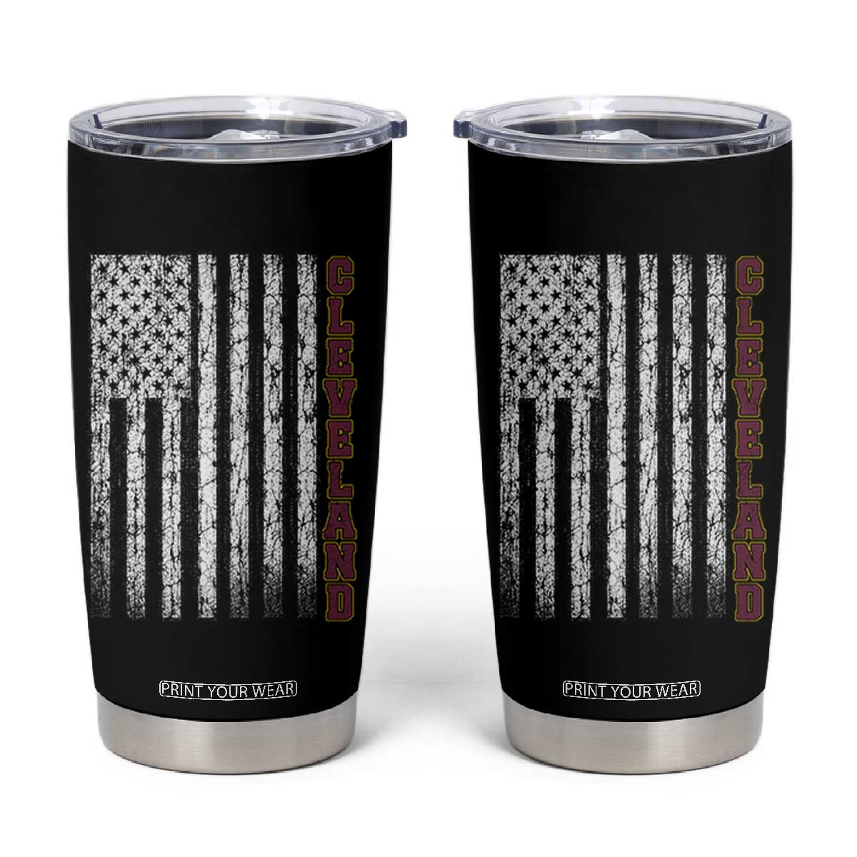 Cleveland Ohio State Pride Vintage American Flag Tumbler Cup Vintage American Flag Ohio State Pride TS11 Black Print Your Wear