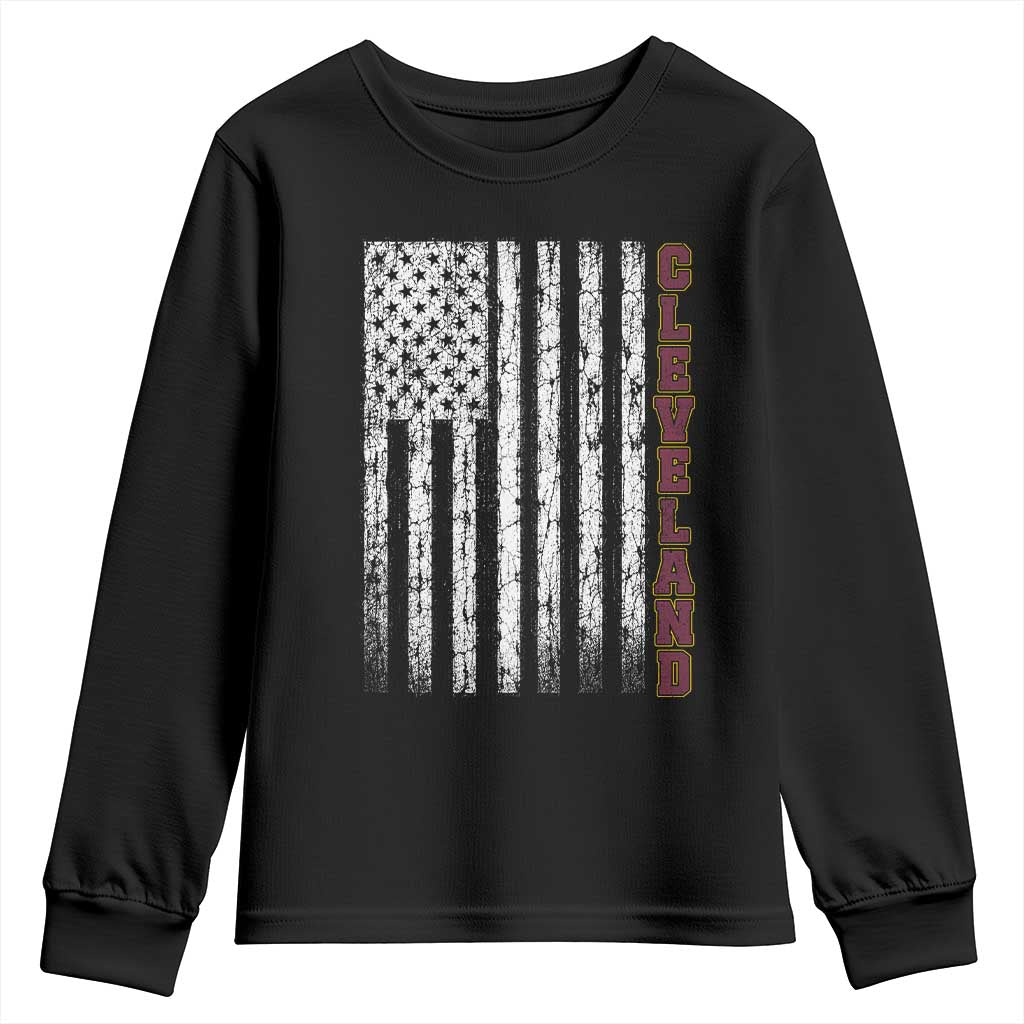 Cleveland Ohio State Pride Vintage American Flag Youth Sweatshirt Vintage American Flag Ohio State Pride TS11 Black Print Your Wear